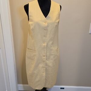 Preppy 1980s Linem Yellow Midi Dress